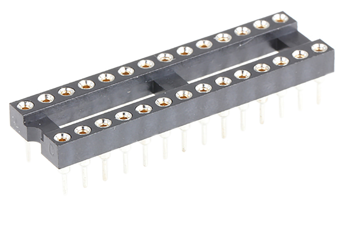 Winslow 2.54mm Pitch Vertical 28 Way, Through Hole Turned Pin Open Frame IC Dip Socket, 5A