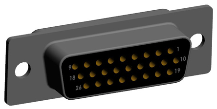 Norcomp SEAL-D 26 Way Plug-In Mount D-sub Connector Socket, 2.286mm Pitch