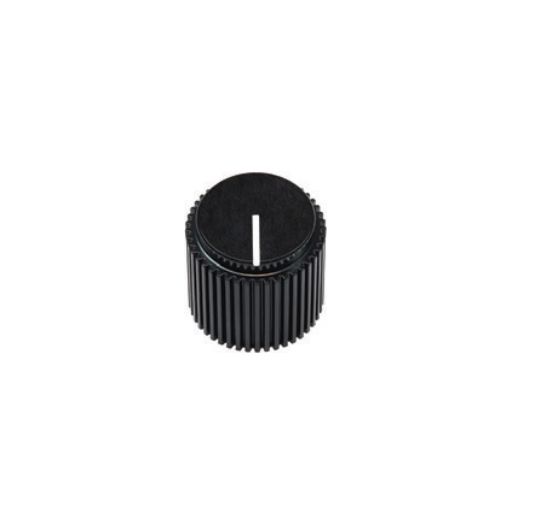 Vishay 18.4mm Black Potentiometer Knob for 6.35mm Shaft Round Shaft, ACCKPR1817NLT14