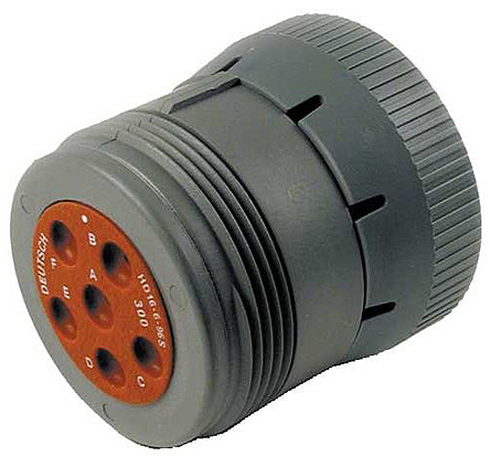 Deutsch Circular Connector, 6 Contacts, Cable, 27.15 mm Connector, Plug, Female, IP68, HD10 Series