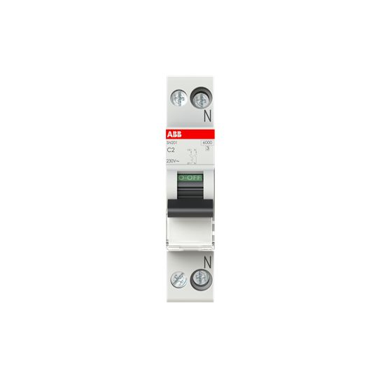 ABB SN201 MCB, 1+N, 2A, 230V AC, 6 kA Breaking Capacity