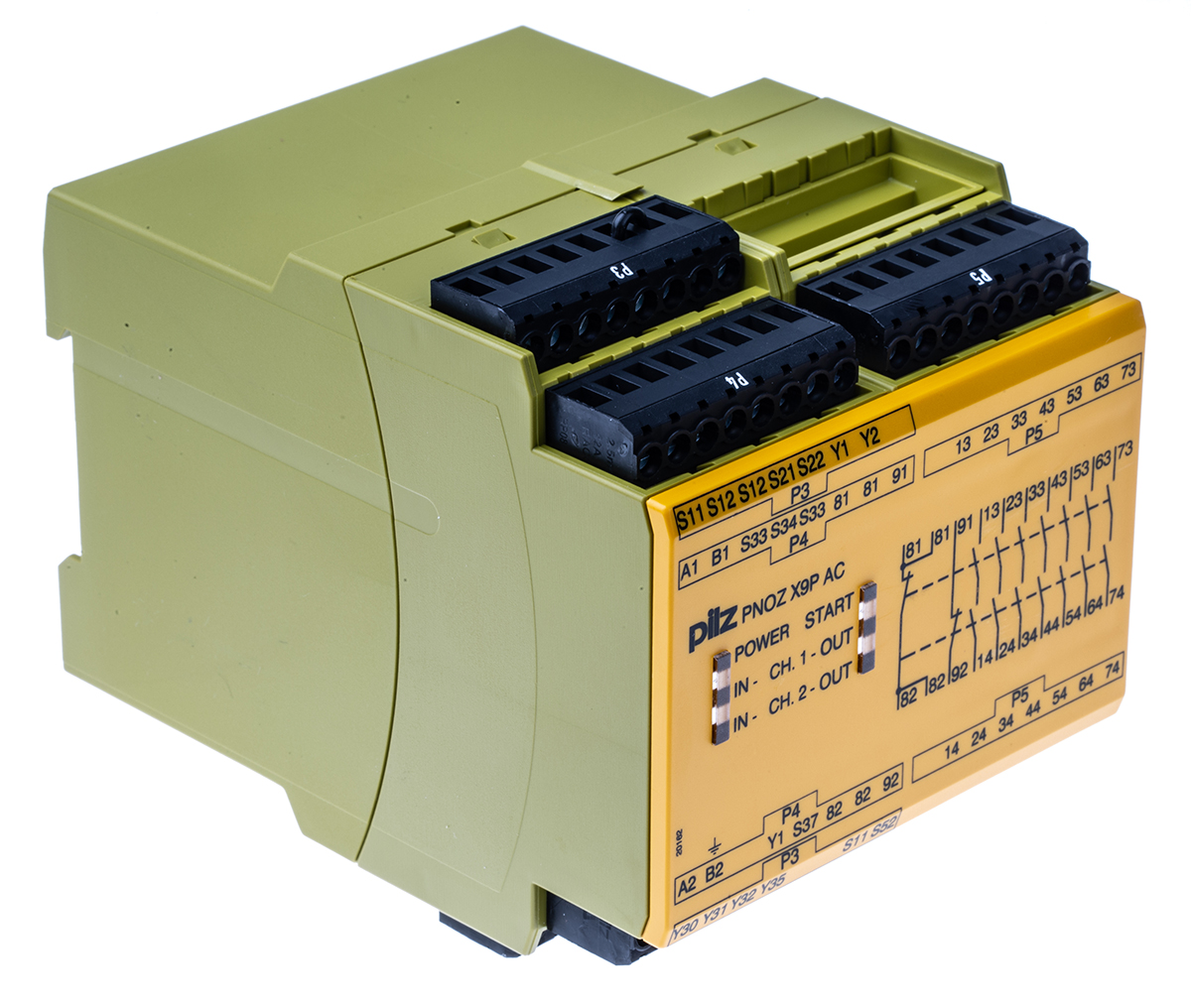 Pilz PNOZ X PNOZ X9P 2 Auxiliary Contacts Safety Relay 24 → 240V ac/dc, Single/Dual-Channel 7 Safety Contacts