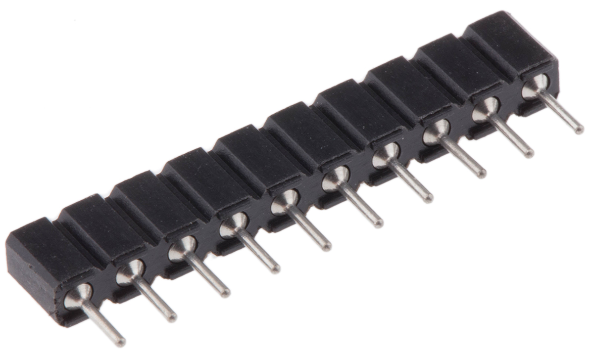 10 Way Preci-Dip Straight Through Hole 2.54mm SIL Socket, Solder, 3A 100 V ac, 150 V dc