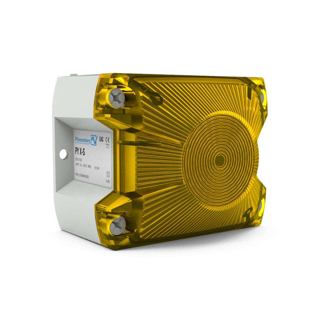 Pfannenberg PY X-S-05 Series Yellow Flashing Beacon, 24 V dc, Panel Mount, Xenon Bulb, IP66