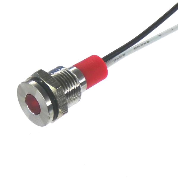 CML Innovative Technologies PL10SL Series Red Panel LED, 12V, 10mm Mounting Hole Size, Lead Wires Termination, IP67