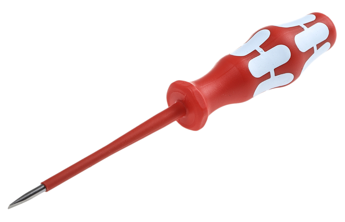 Wera Slotted Insulated Screwdriver, 3 x 0.5 mm Tip, 80 mm Blade, VDE/1000V, 161 mm Overall