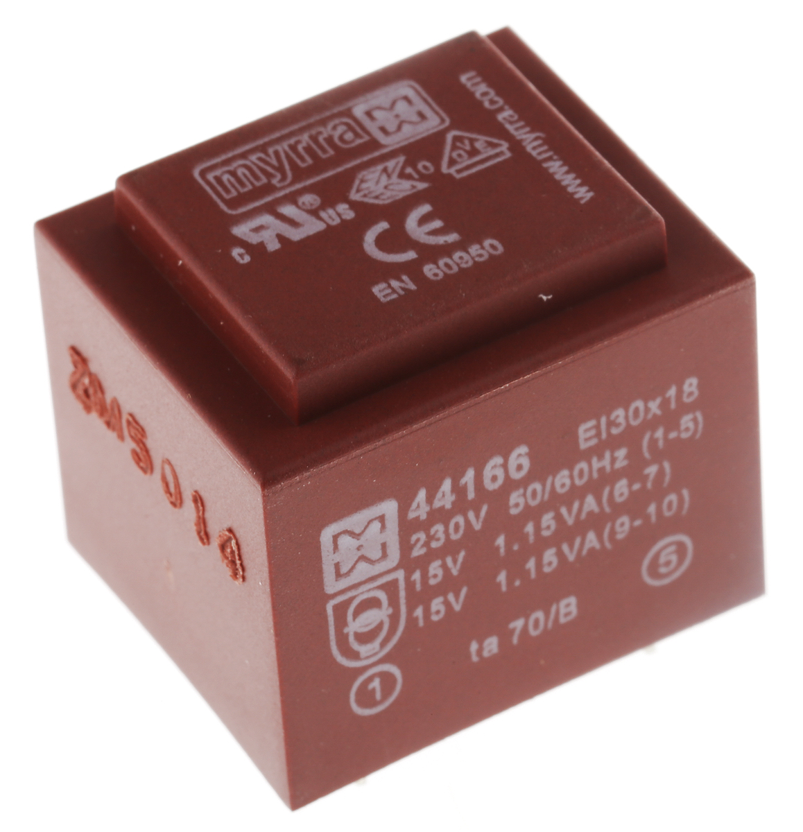 Myrra 15V ac 2 Output Through Hole PCB Transformer, 2.5VA