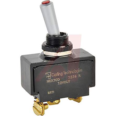 Carling Technologies Toggle Switch, Panel Mount, On-Off, SPST, Screw Terminal, 15 → 28 V dc, 250V ac