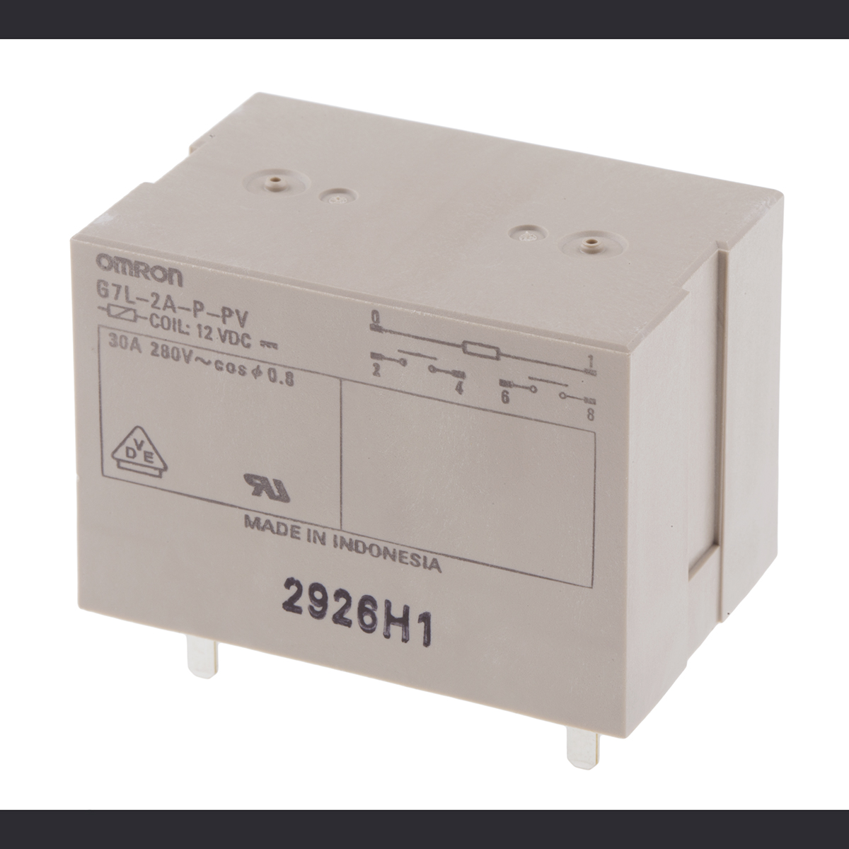 Omron PCB Mount Power Relay, 12V dc Coil, 30A Switching Current, DPST
