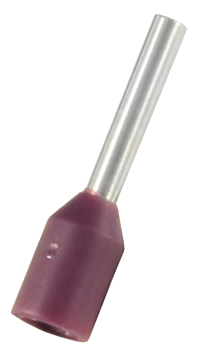 RS PRO Insulated Crimp Bootlace Ferrule, 6mm Pin Length, 0.8mm Pin Diameter, 0.25mm² Wire Size, Violet