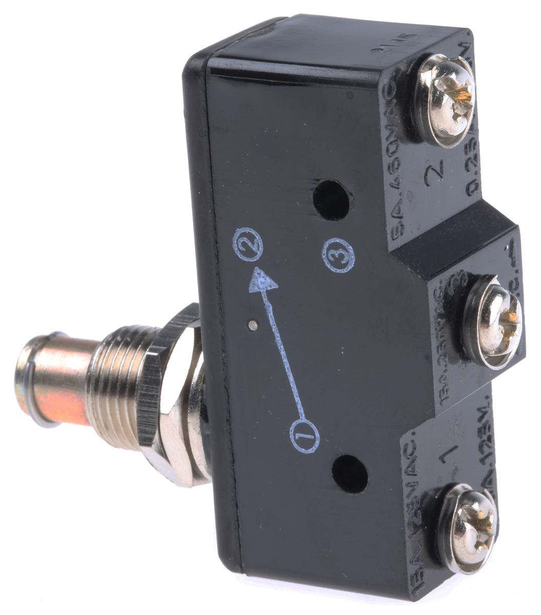 RS PRO Spring Plunger Micro Switch, Screw Terminal, 15 A @ 250 V ac, SP-CO