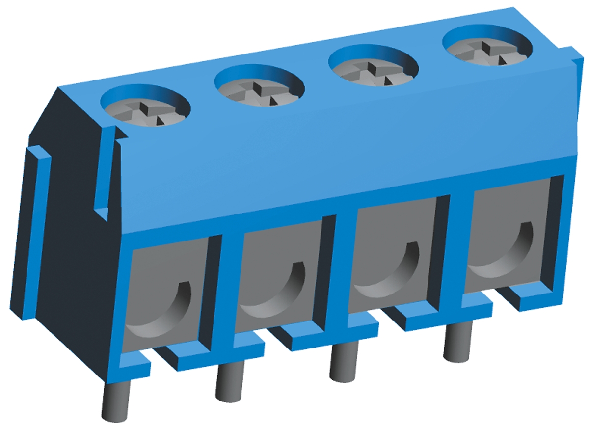 TE Connectivity Buchanan Series PCB Terminal Block, 4-Contact, 5mm Pitch, Through Hole Mount, 1-Row, Screw Termination