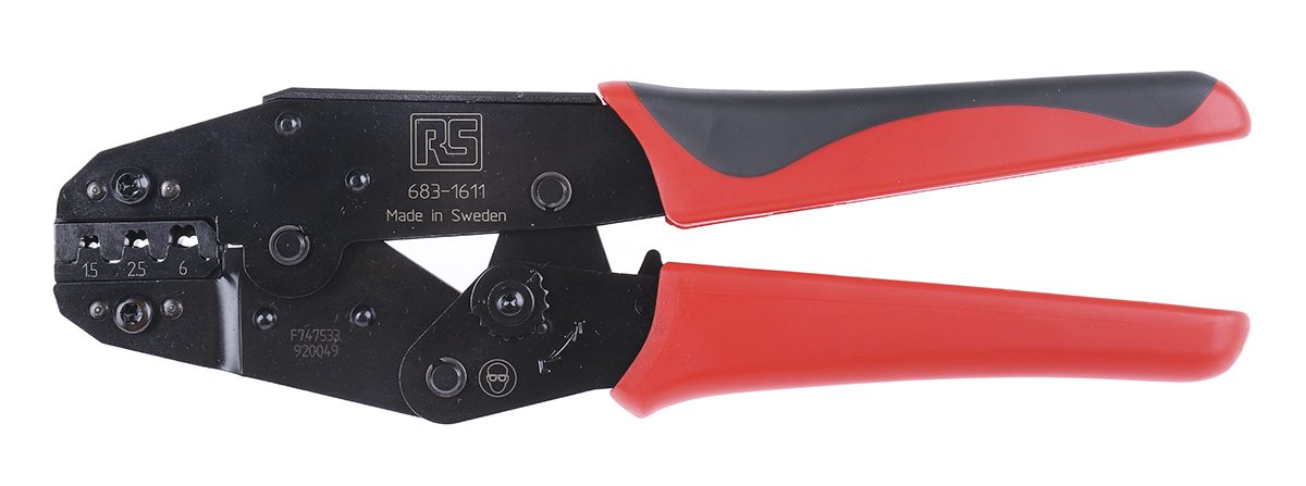 RS PRO Hand Ratcheting Crimp Tool for Crimp Contacts, 0.5 → 6mm² Wire