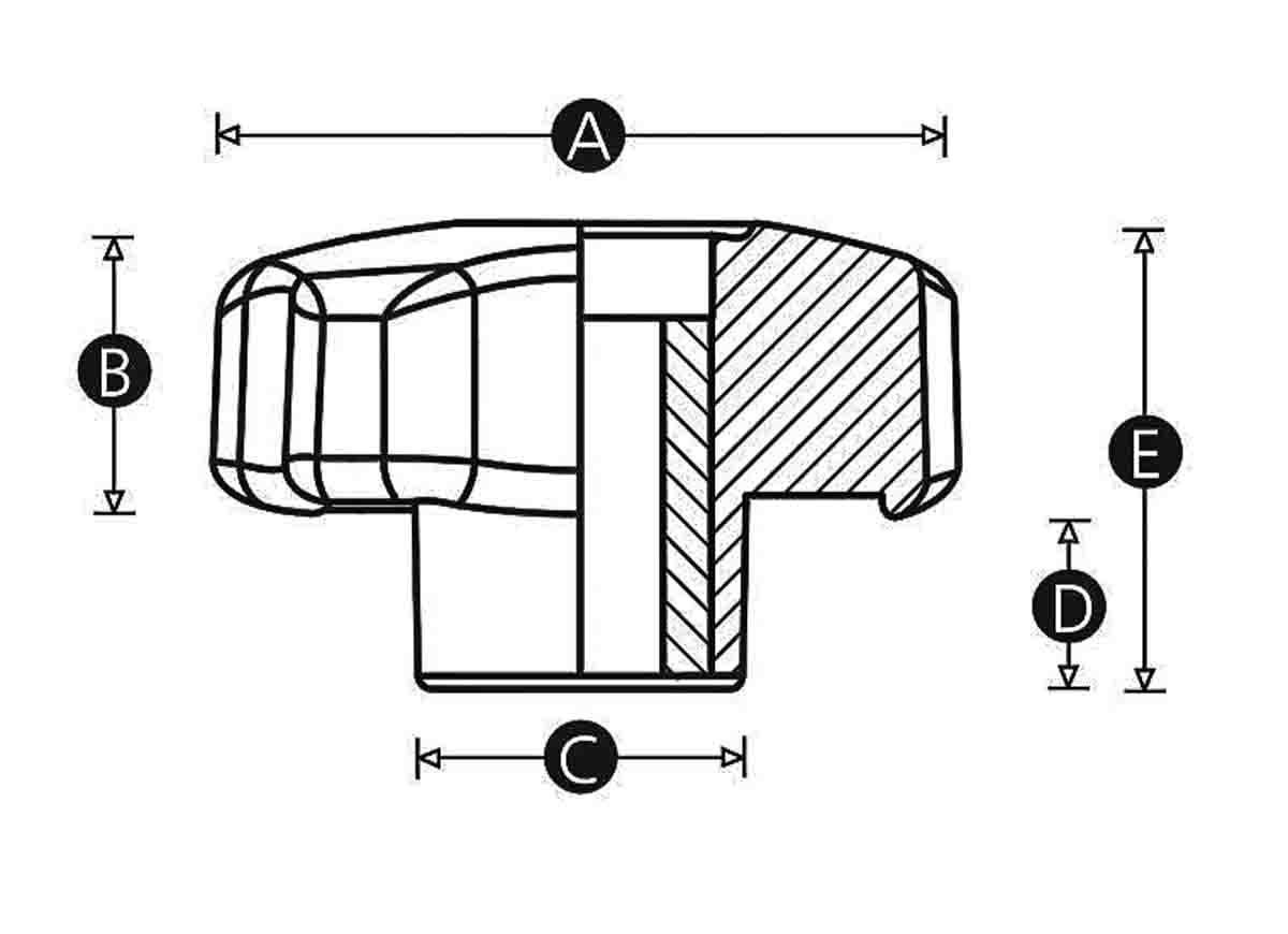 RS PRO Black Multiple Lobes Clamping Knob, M8, Threaded Through Hole