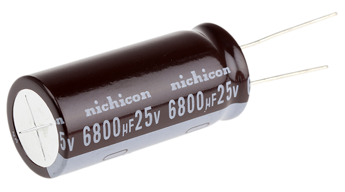 Nichicon 6800μF Aluminium Electrolytic Capacitor 25V dc, Radial, Through Hole - UPW1E682MHD