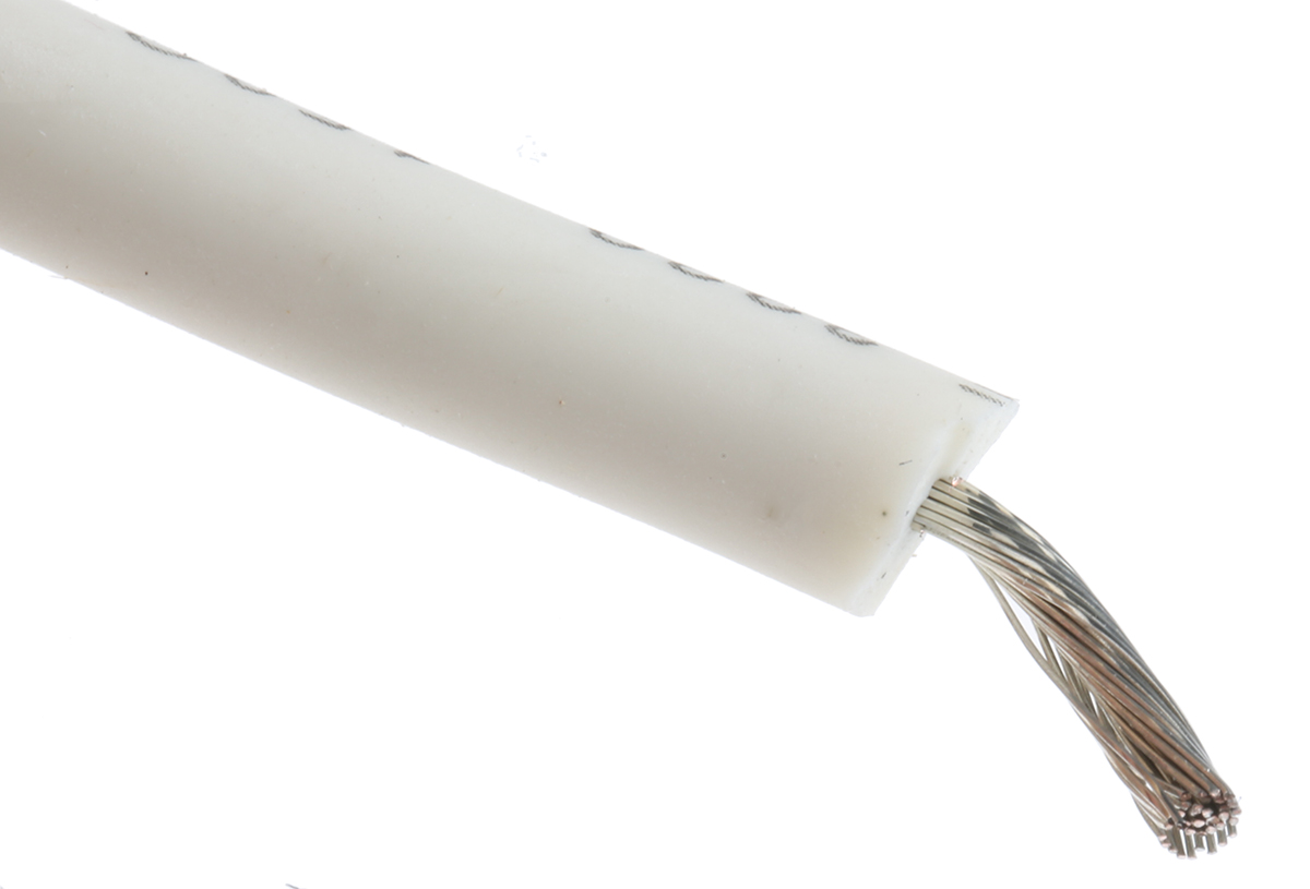 Alpha Wire Hook-up Wire Silicone Series White 2.1 mm² Hook Up Wire, 14 AWG, 41/0.25 mm, 30m, Silicone Rubber