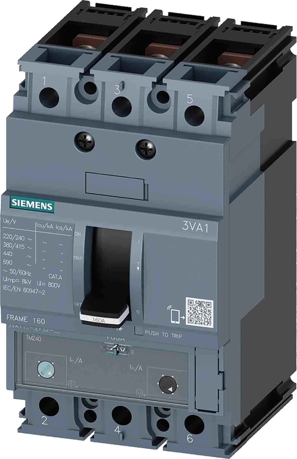 Siemens, SENTRON MCCB 3P 100A, Breaking Capacity 36 kA