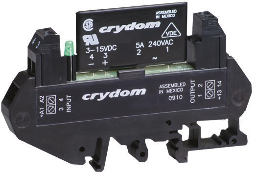 Sensata Crydom DRA1-CX Series Solid State Interface Relay, 15 V dc Control, 5 A rms Load, DIN Rail Mount