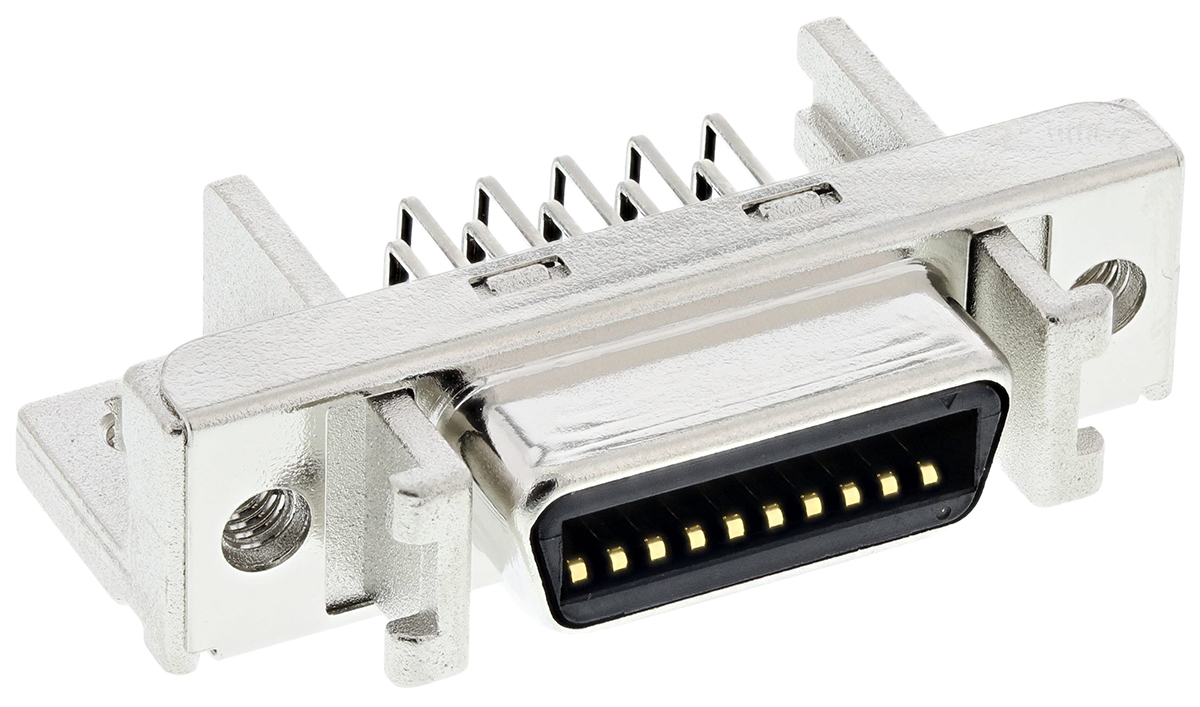 3M MDR 102 20 Way Right Angle Through Hole D-sub Connector Socket, 2.54mm Pitch