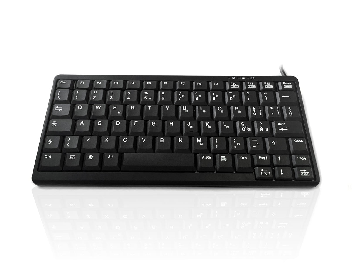 Ceratech KYB500-K82A-IT Wired PS/2 & USB Compact Keyboard, QWERTY (Italy), Black