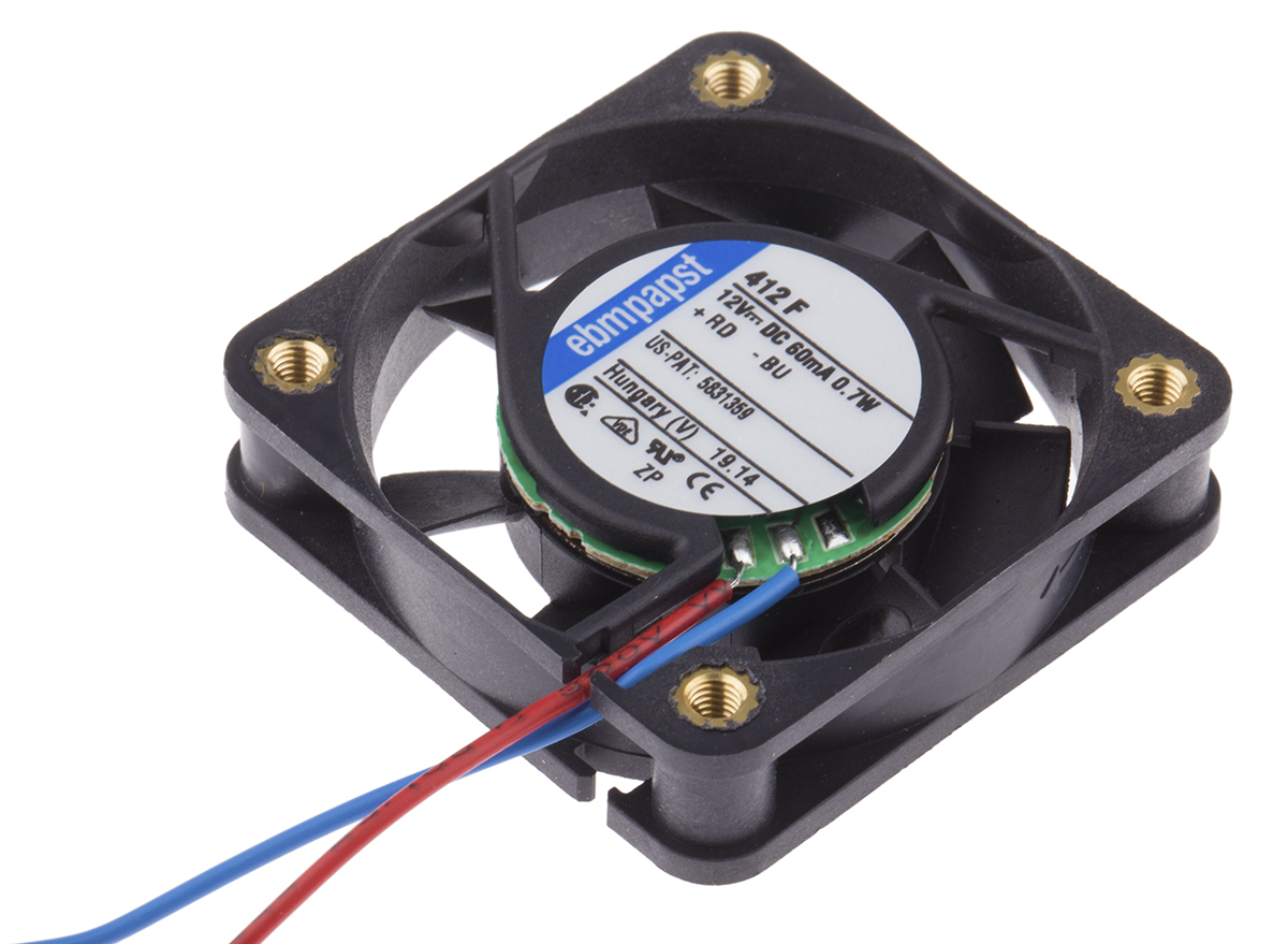ebm-papst 400 F Series Axial Fan, 12 V dc, DC Operation, 8m³/h, 700mW, 40 x 40 x 10mm