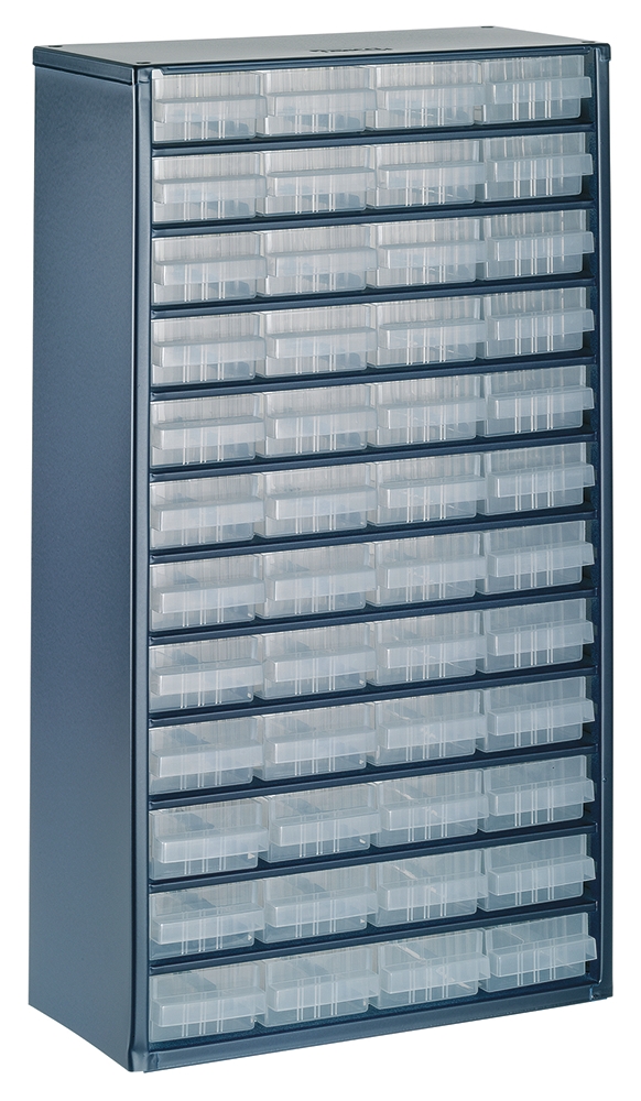 Raaco 48 Drawer Storage Unit, Steel, 552mm x 306mm x 150mm, Blue