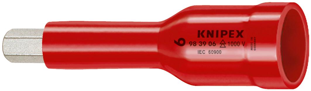 Knipex 3/8 in Drive 3/8in Insulated Standard Socket, Hexagonal Socket Screws, 8mm, VDE/1000V, 75 mm Overall Length
