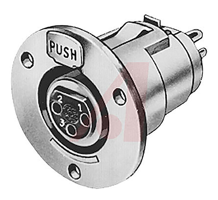 Switchcraft Panel Mount XLR Connector, Female, 125 V ac, 3 Way, Silver Plating