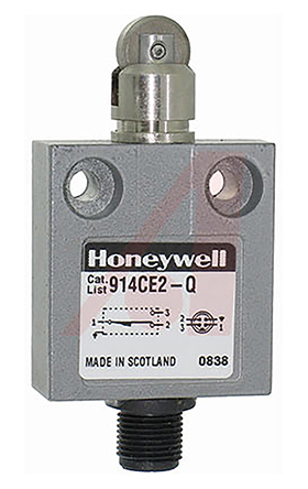 Honeywell 914CE Series Roller Plunger Limit Switch, NO/NC, IP66, IP67, IP68, SPDT, Die Cast Zinc Housing, 250V ac Max,