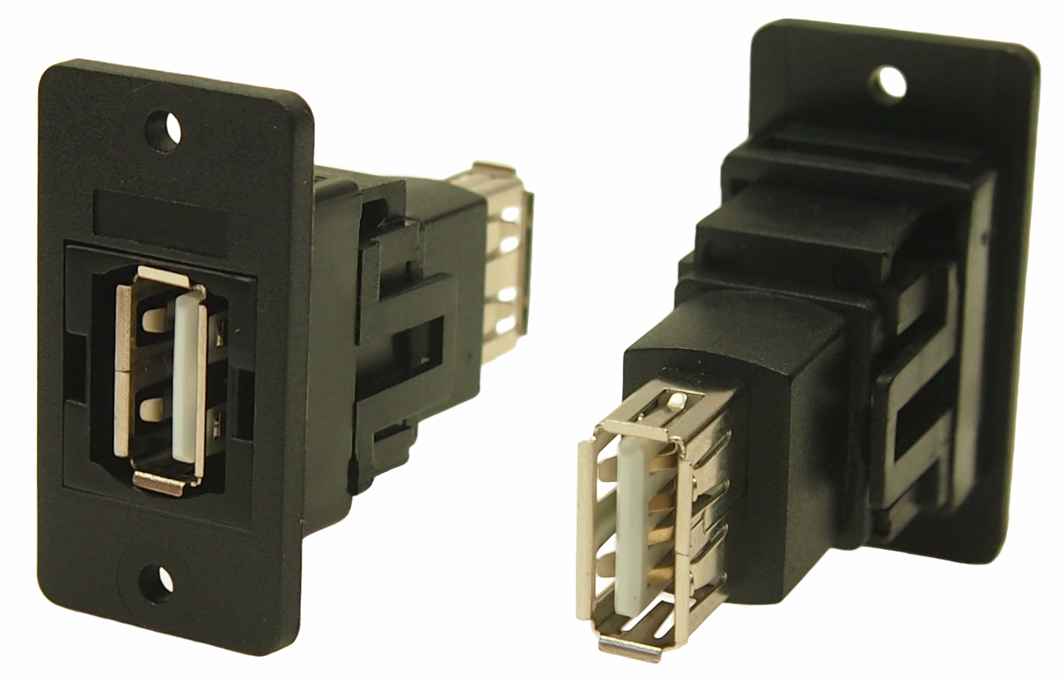 RS PRO Straight, Panel Mount, Socket to Socket- Dual Port Type A to A 2.0 USB Connector
