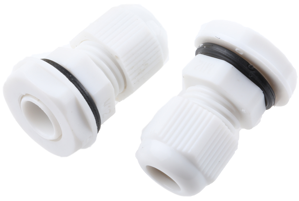 HellermannTyton NGM Series White Nylon Cable Gland, M12 Thread, 3mm min., 6.5mm max., IP68