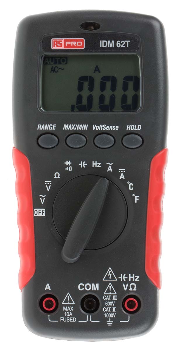 RS PRO IDM62T Handheld Digital Multimeter, 10A ac Max, 10A dc Max, 750V ac Max - RS Calibrated