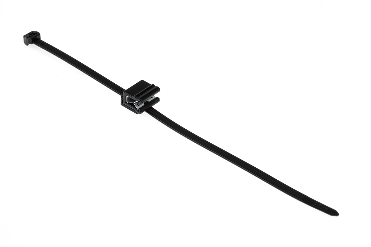 HellermannTyton Cable Tie Assemblies, EdgeClip, 200mm x 4.6 mm, Black Polyamide 6.6 (PA66), Pk-25