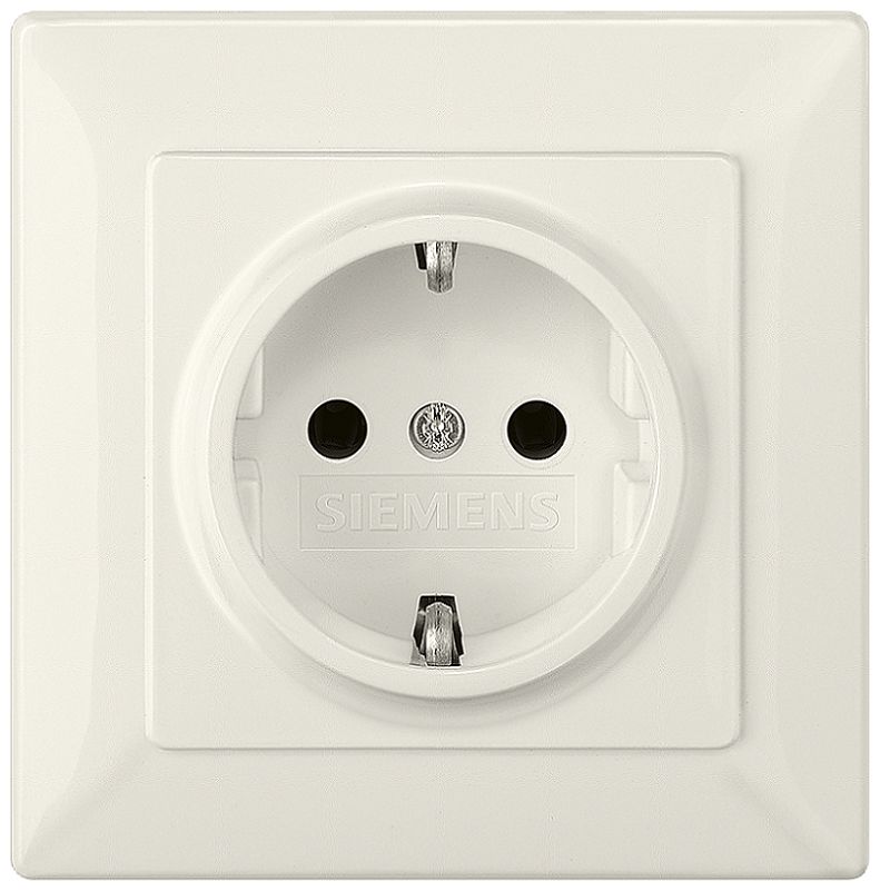 Siemens DELTA White 1 Gang Plug Socket, 16A, Type F - German Schuko, Indoor Use