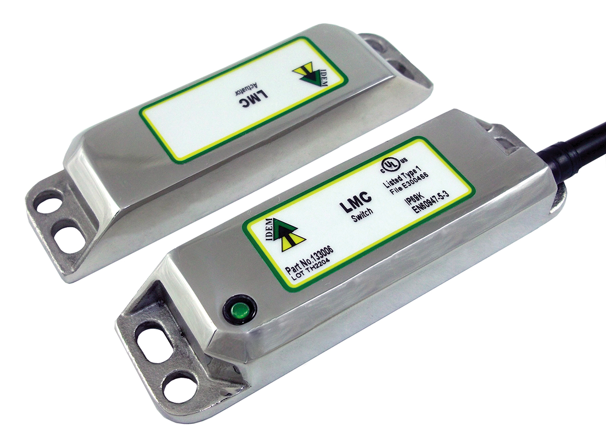 IDEM LMC Series Magnetic Non-Contact Safety Switch, 24V dc, 316 Stainless Steel Housing, 2NC, 5m Cable
