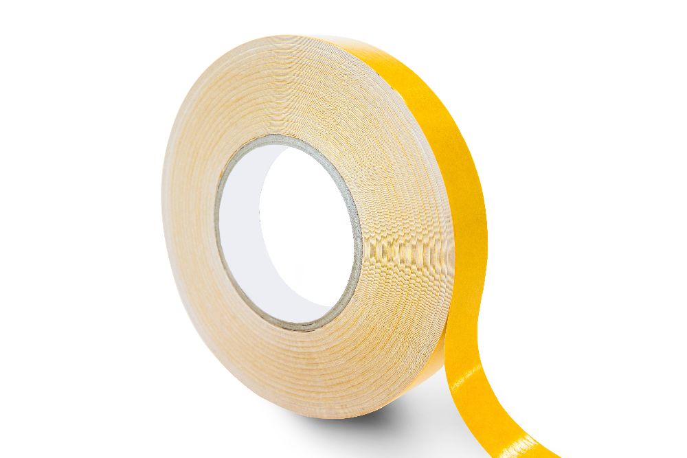 RS PRO F30 Yellow Double Sided Polyester Tape, 0.245mm Thick, PVC Backing, 19mm x 50m