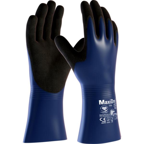 ATG MaxiDry Plus Black, Blue Nylon Nylon Work Gloves, Size 7, NBR Coating