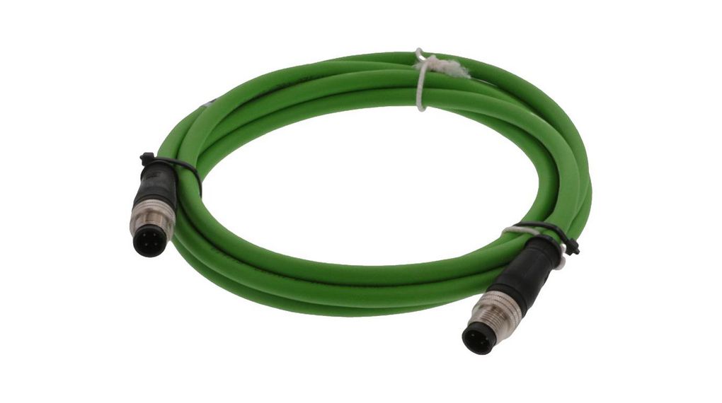 Molex Cordset, 4 Contacts, Cable, M12 Connector, Plug, Male/Male, IP67, E11A0601 Series