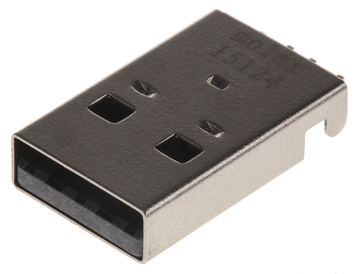 Molex Right Angle, SMT, Plug- Single Port Type A USB Connector