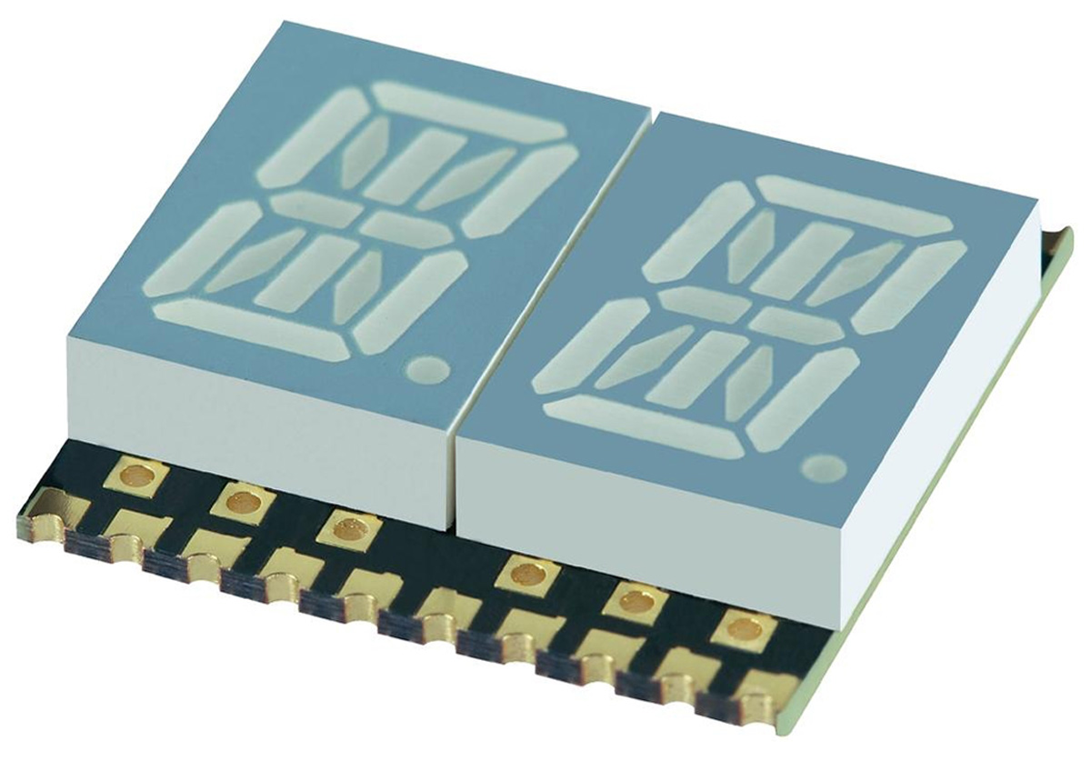 KCPDA04-105 Kingbright 2 Digit 14-Segment LED Display, CA Red 36 mcd RH DP 10.2mm