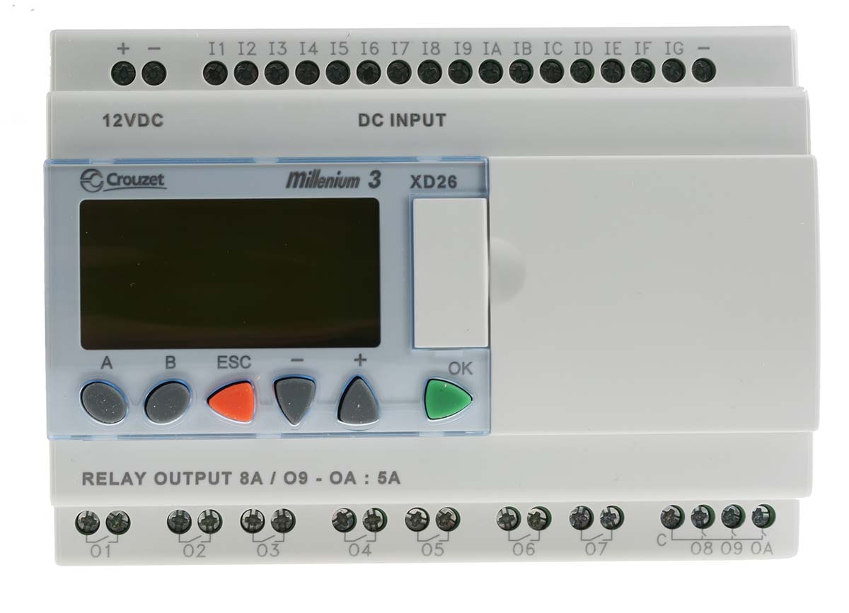 Crouzet Millenium 3 Series Logic Module, 12 V dc Supply, Relay Output, 16-Input, Analogue, Digital Input