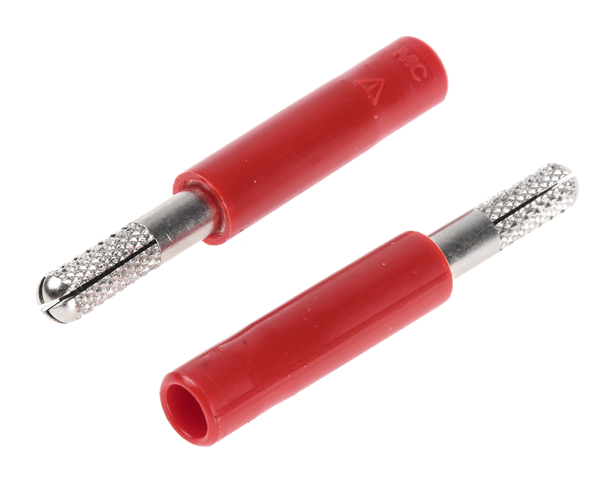 Staubli Red, Male to Female Test Connector Adapter With Brass contacts and Nickel Plated - Socket Size: 4mm