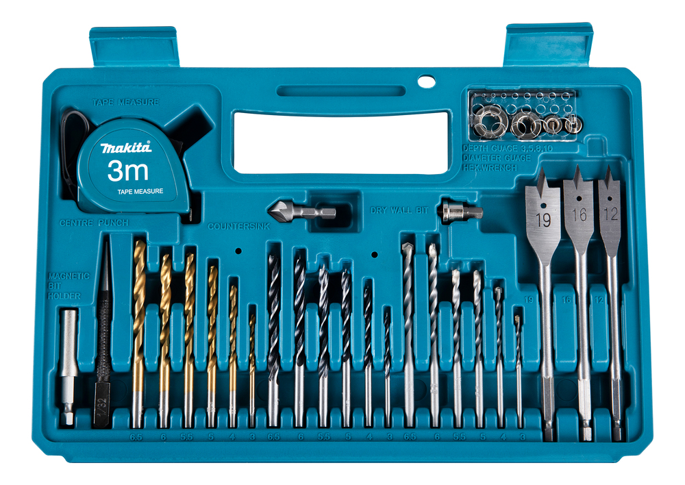 Makita 102-Piece Masonry Drill Bit, Metal Drill Bit, Wood Drill Bit Set for Metal, Wood, 54 Max, 3 Min, Metal Bits