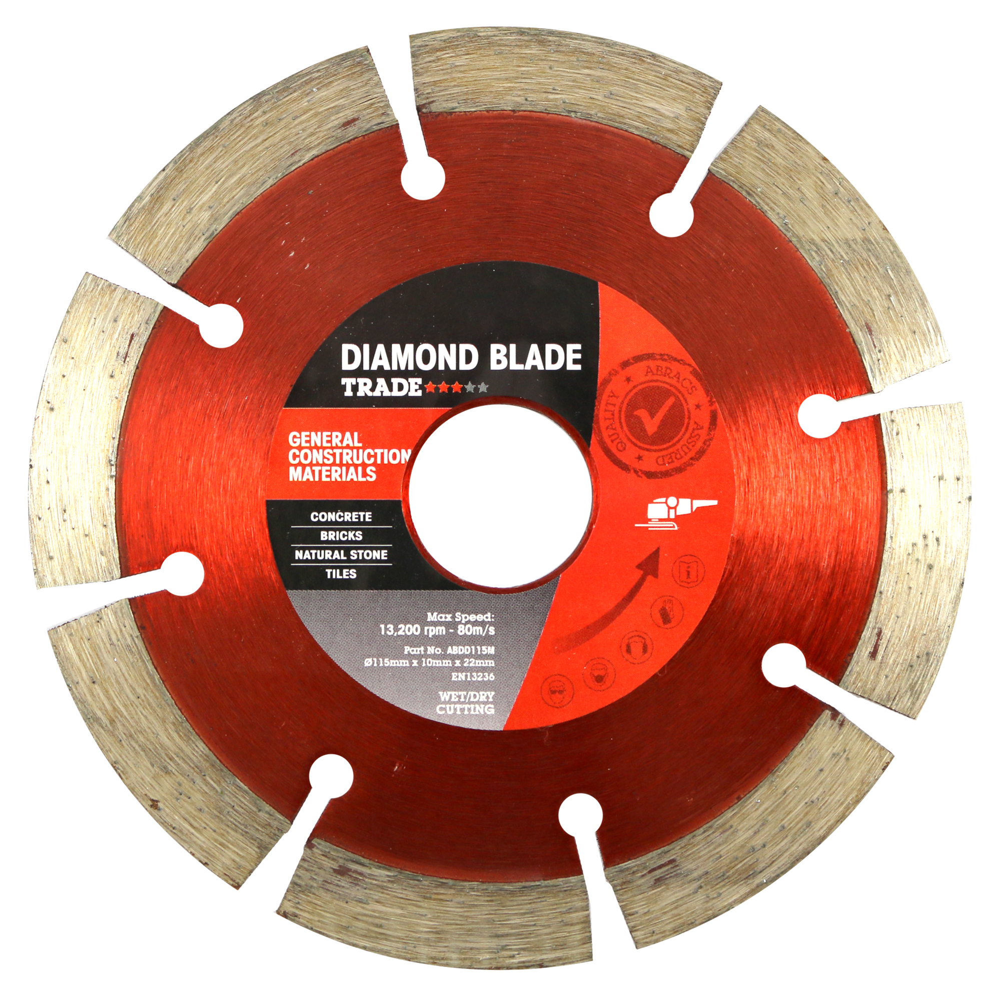 RS PRO Diamond Cutting Blade, 115mm x 10mm Thick, 1 in pack