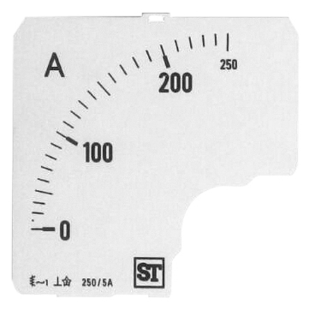Sifam Tinsley 250A Meter Scale For Use With 72 x 72 Analogue Panel Ammeter