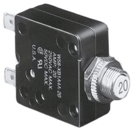 TE Connectivity Thermal Circuit Breaker - W58  Single Pole 50 V dc, 250V ac Voltage Rating, 6A Current Rating