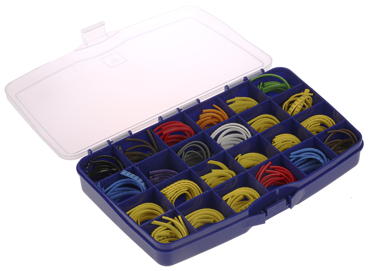 HellermannTyton HOPC Slide On Cable Marker Kit, Black, Blue, Brown, Green, Grey, Orange, Red, Violet, White, Yellow,