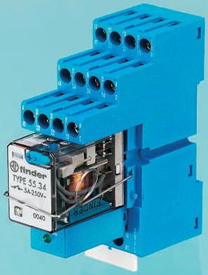 Finder 58 Series Interface Relay, DIN Rail Mount, 110V ac Coil, 4PDT, 4-Pole, 7A Load