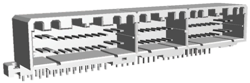 TE Connectivity, MULTILOCK 040/070 Female Connector Housing, 3mm Pitch, 64 Way, 2 Row Right Angle