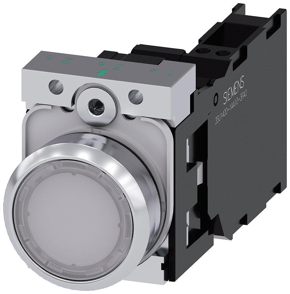 Siemens SIRIUS ACT 3SU11 Series Illuminated Push Button Complete Unit, 22mm Cutout, SPST, IP66, IP67, IP69(IP69K)